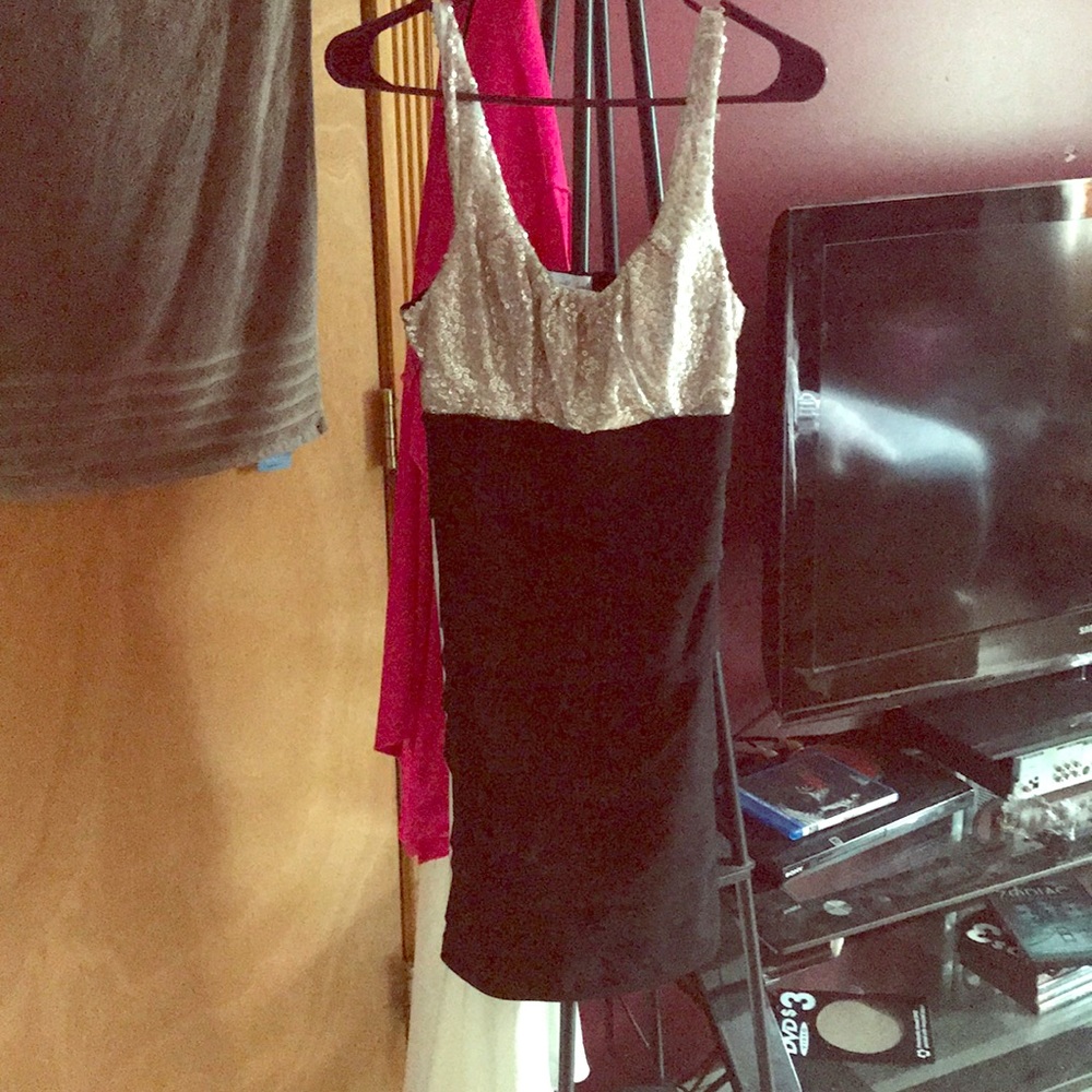 Mini dress with sequin top